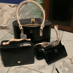 Tote bag with wallet mini bag and camera bag